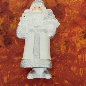 Santa Claus Hanging Ornament 4 1/2-Inch Cornerstone Creations White & Silver